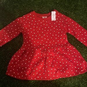 GAP Red Crewneck Top with White Heart Print